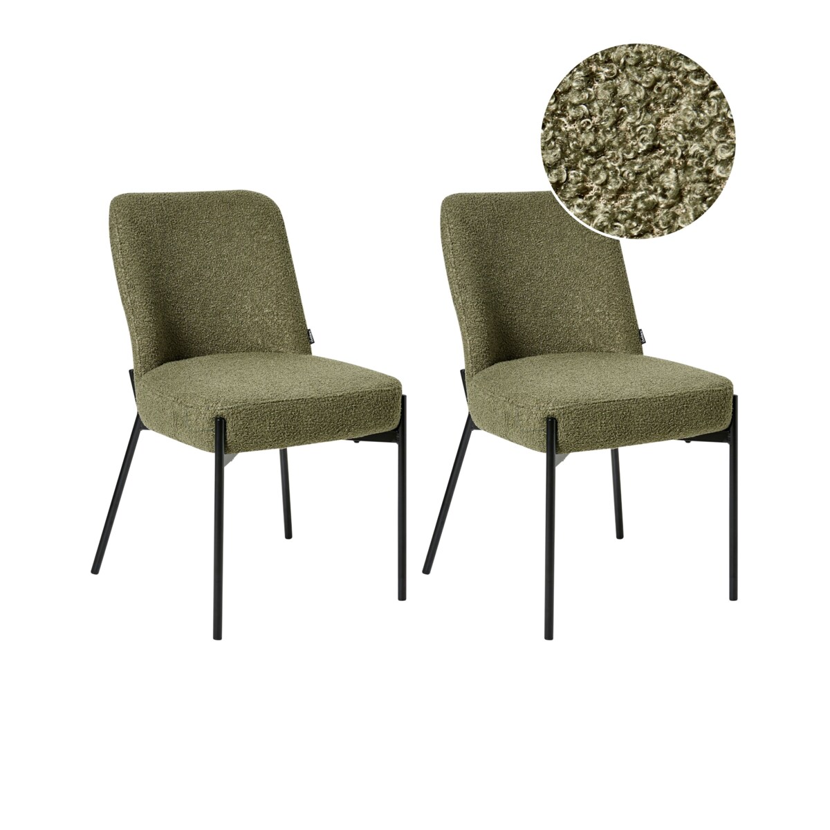 Zestaw 2 krzeseł MALIN Boucle Ciemnozielony