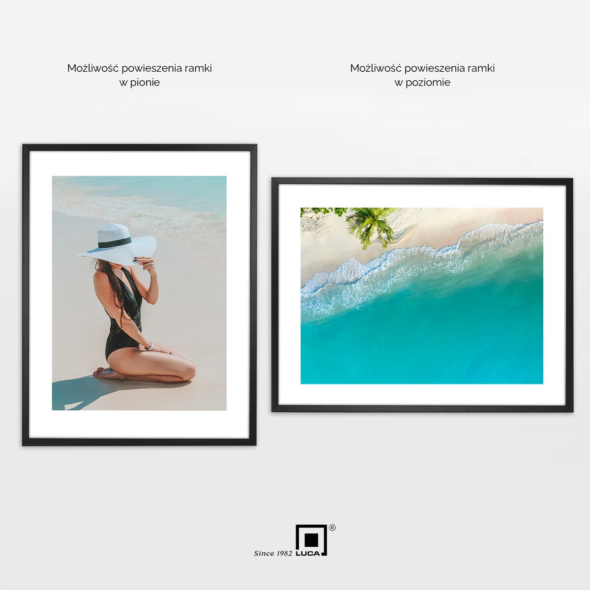 Czarna ramka na zdjęcia 40x50 cm wisząca poziom pion rama MDF z plexi klasyczna ramka