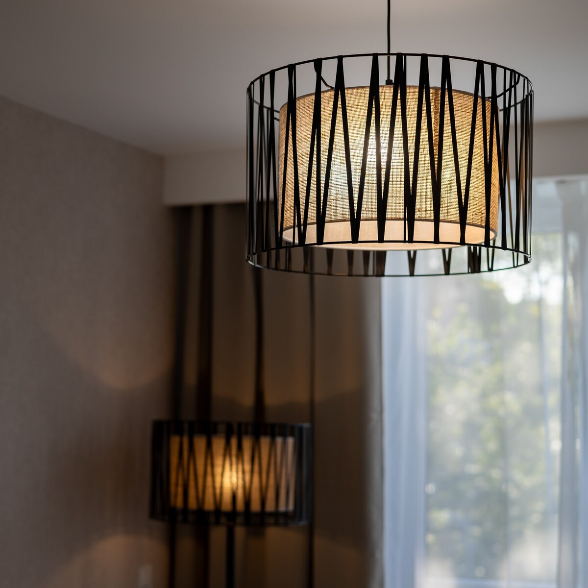 Lampa wisząca TK Lighting Harmony Nature 4557, 3xE27, juta, czarno-brązowa, śr. 50 cm, regulowana wysokość 120 cm