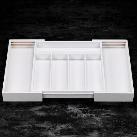 Wkład organizer do szuflady na sztućce rozsuwany 52/31x31cm biały KINGHOFF