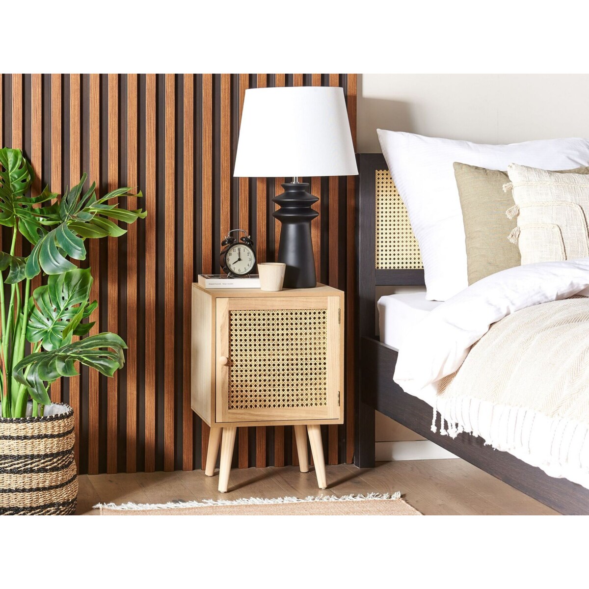 Szafka nocna front rattanowy jasne drewno ALMO