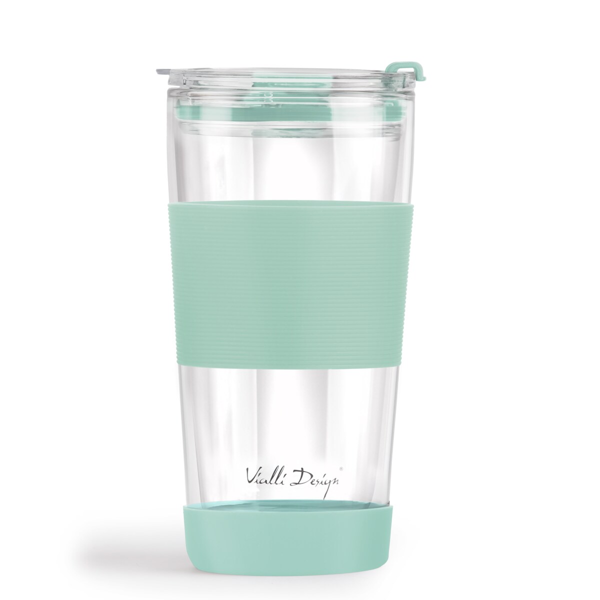 Kubek termiczny szklany ze słomką 600 ml miętowy Fuori 30428