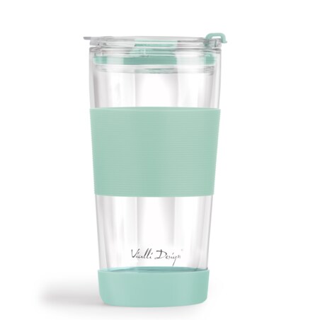 Kubek termiczny szklany ze słomką 600 ml miętowy Fuori 30428