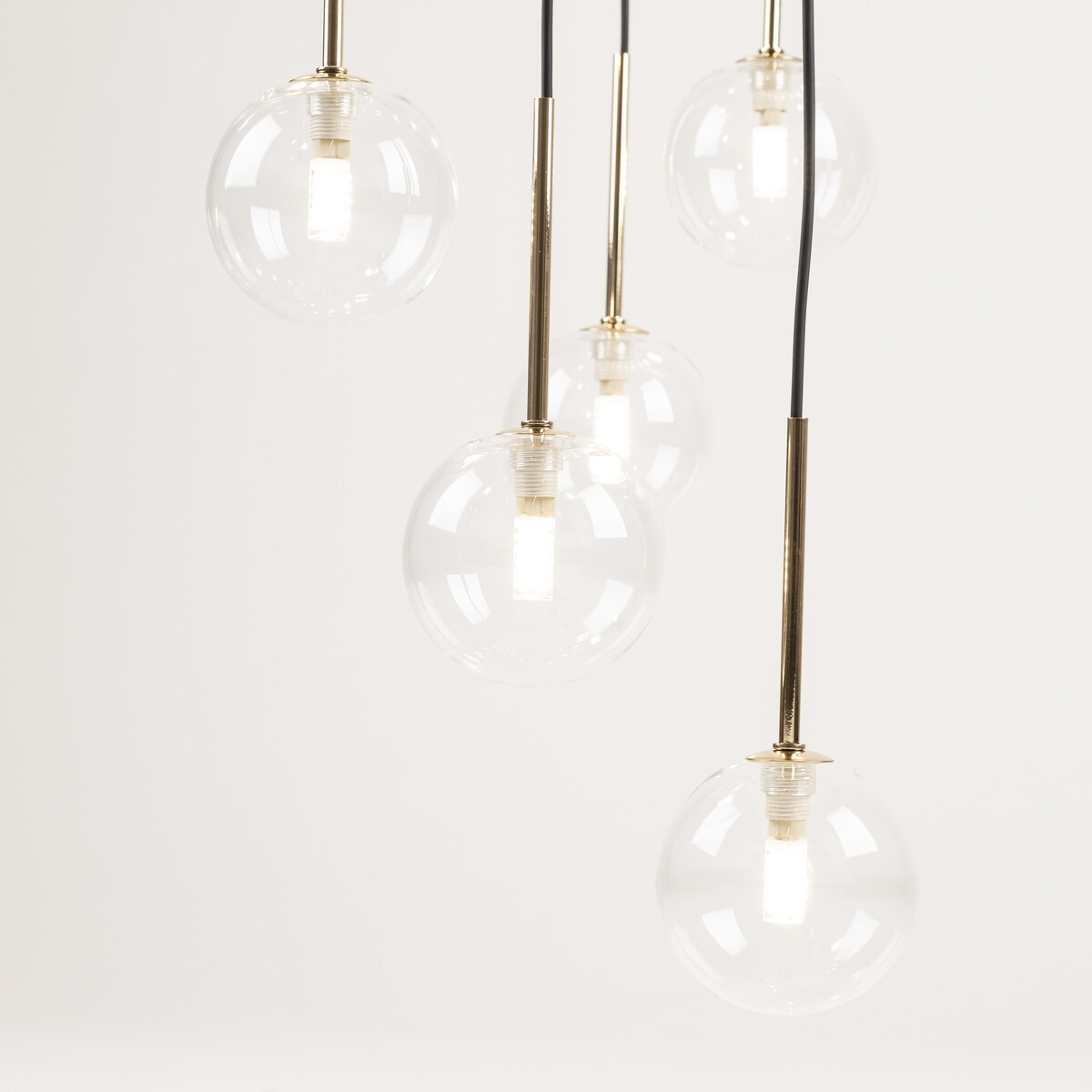Duża lampa wisząca TK Lighting AURORA Transparent 62 cm 26xG9 czarno-złota szklana regulowana 10258