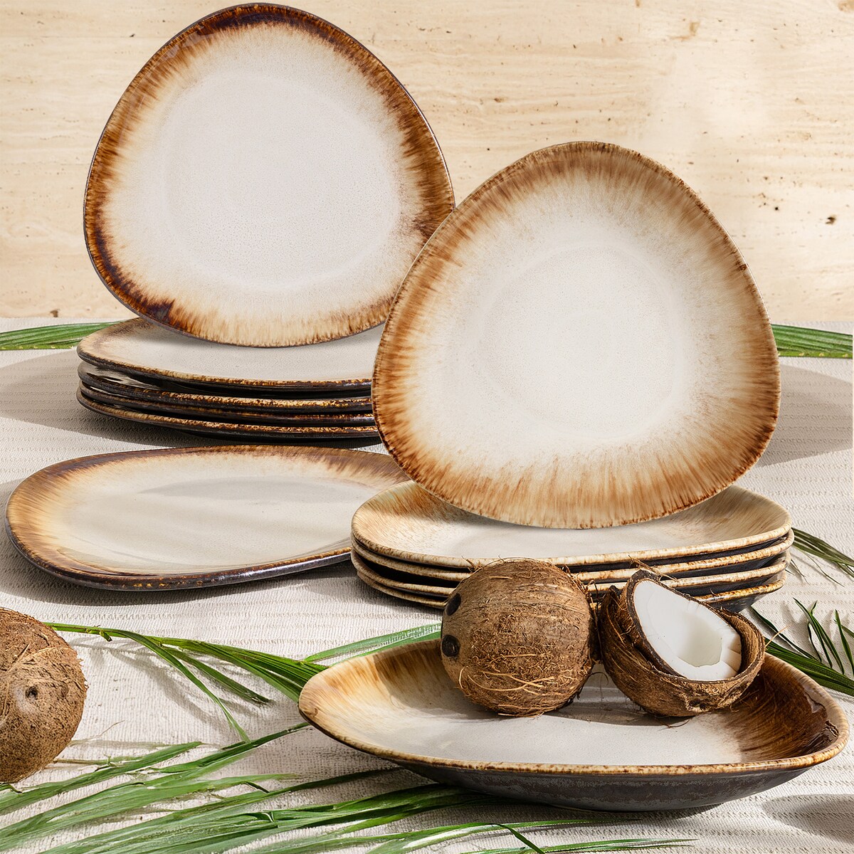 Konsimo PRIMA Zestaw obiadowy pasta 6os. (12 el.), jasnobeżowy