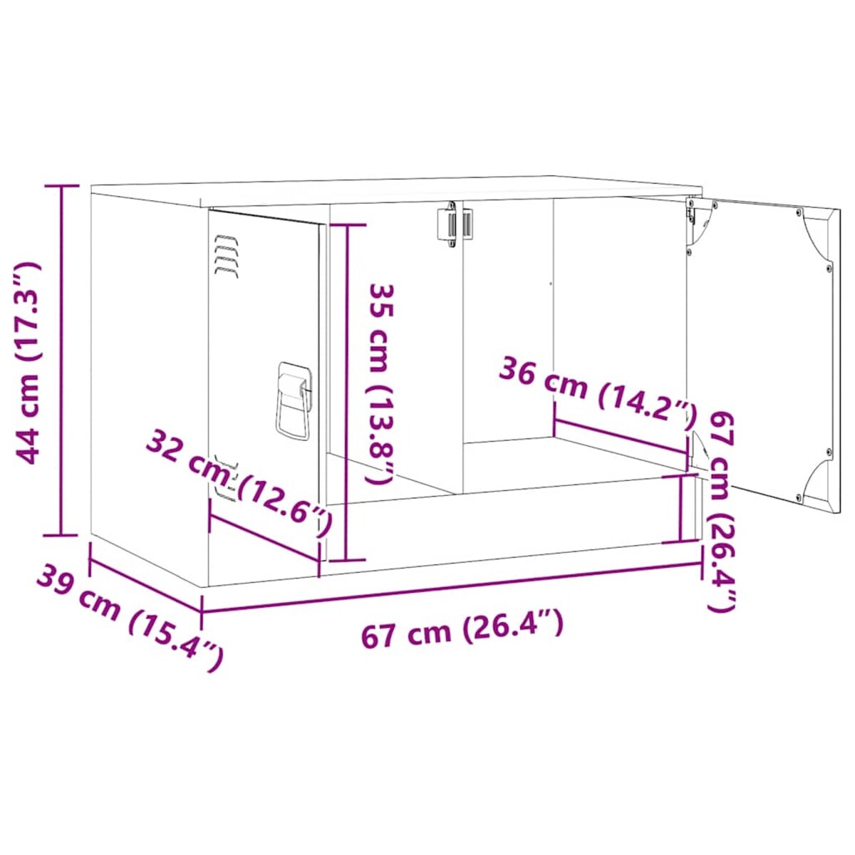 vidaXL Szafka pod telewizor, antracytowa, 67x39x44 cm, stalowa