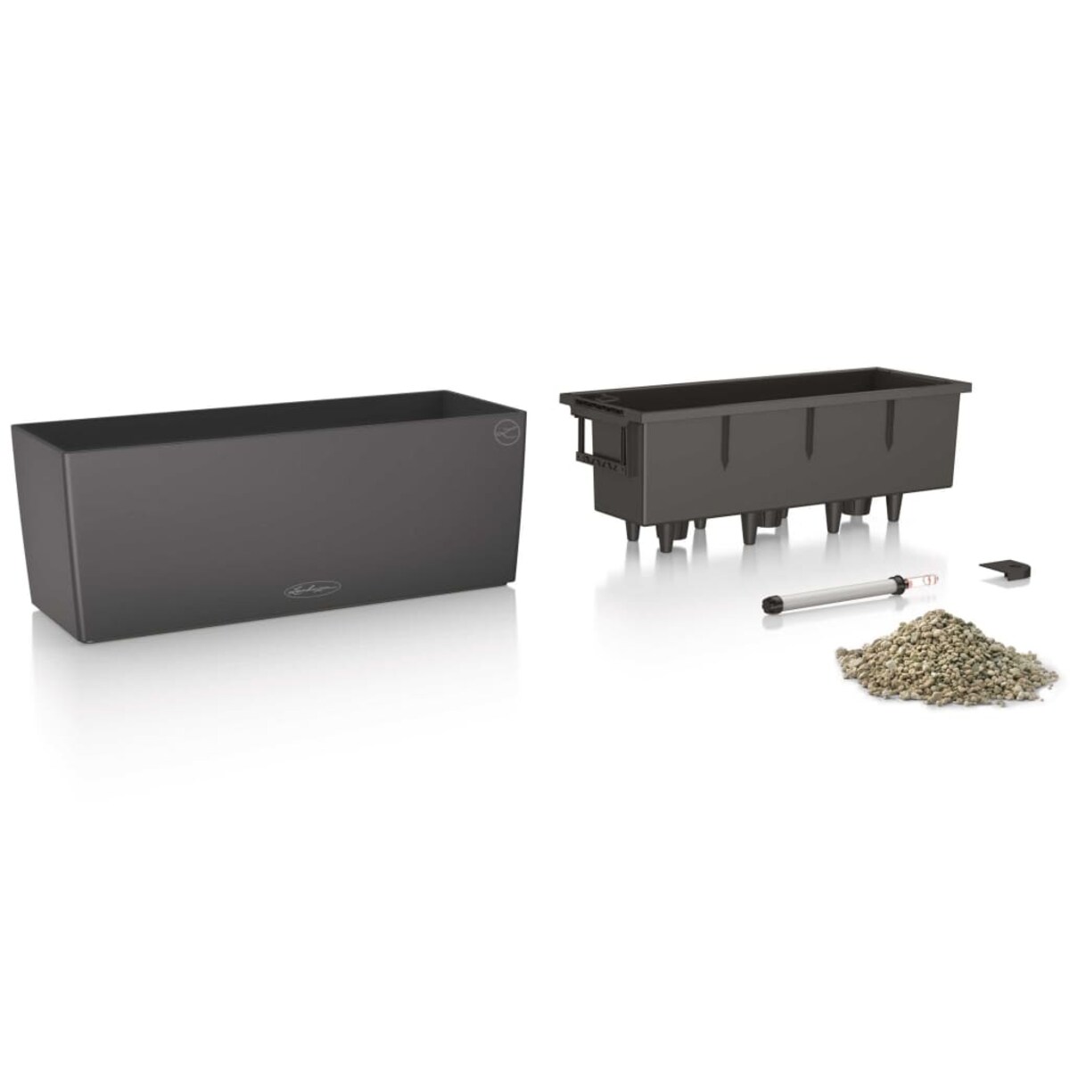 LECHUZA Donica Balconera Color 50 ALL-IN-ONE, szara, 15673