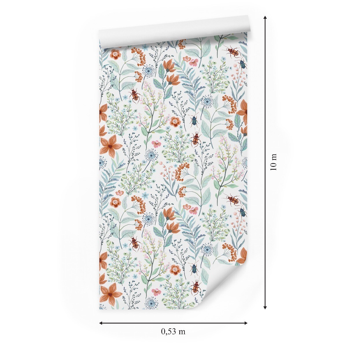 Tapeta kolorowe kwiaty liście owady