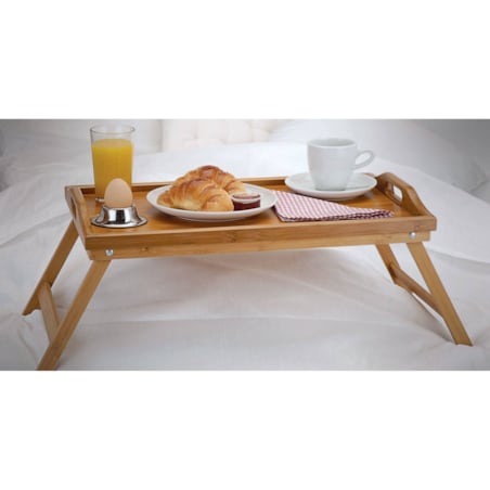 Stolik śniadaniowy, bambusowa taca z nóżkami, 50x30 cm