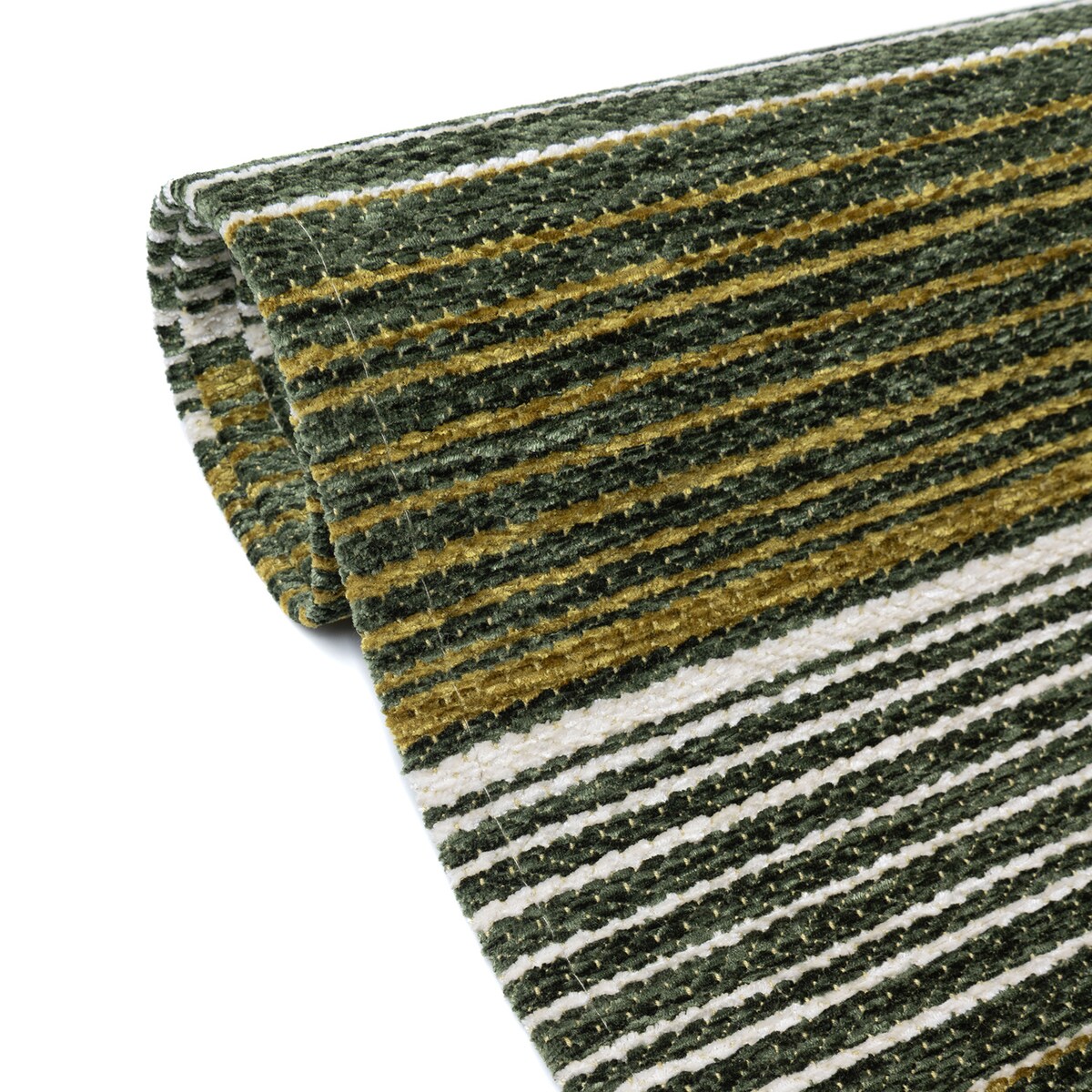 Dywan Laos Chenille 65x160 cm paski zielono-ivory