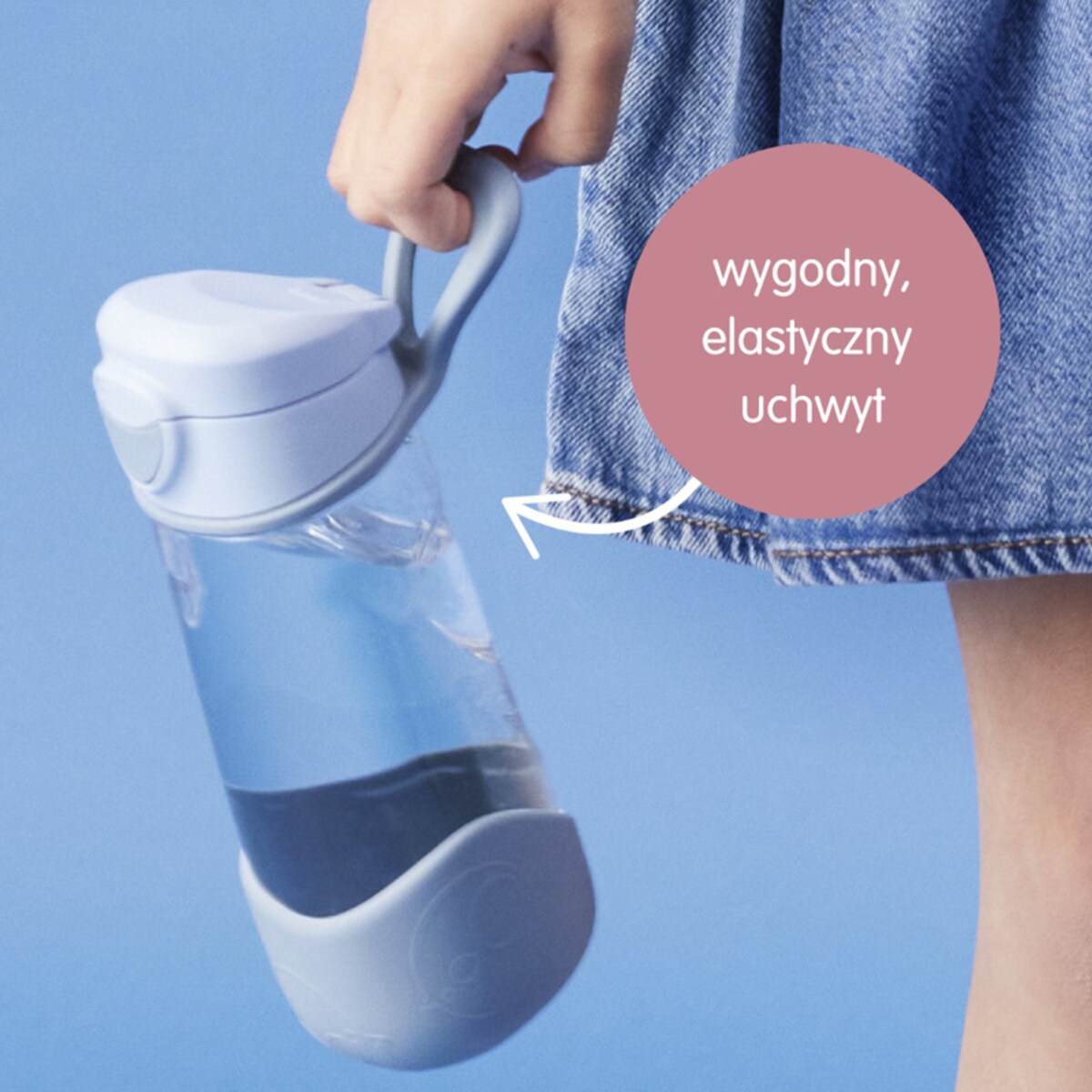 Bidon na wodę dla dziecka - butelka z ustnikiem do szkoły 12m+ tritanowa 450 ml Blush Crush b.box