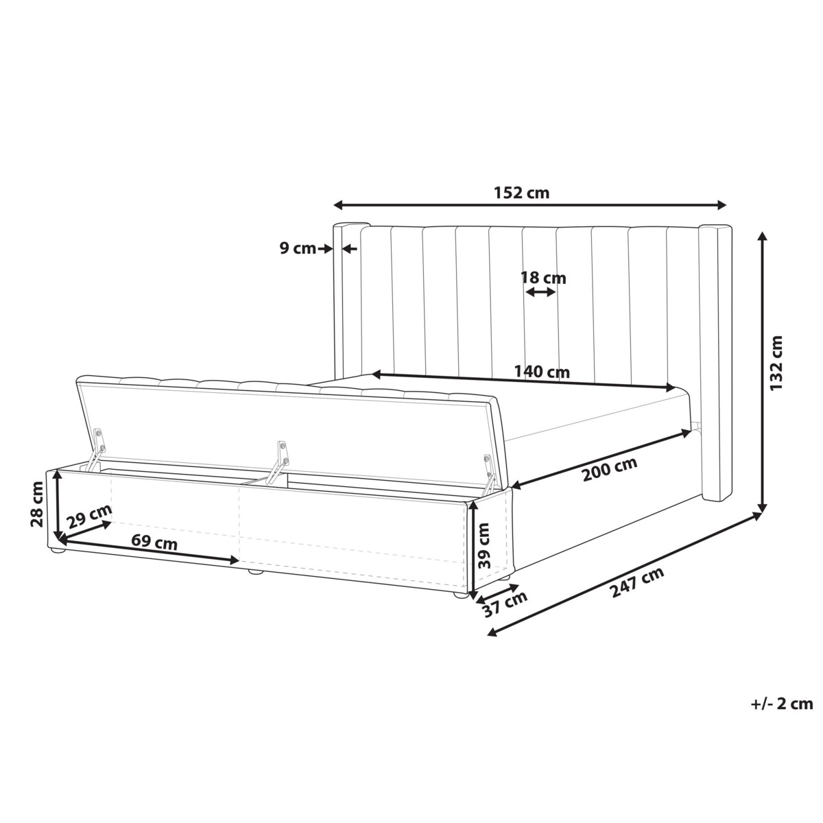 Łóżko welurowe z ławką 140 x 200 cm różowe NOYERS