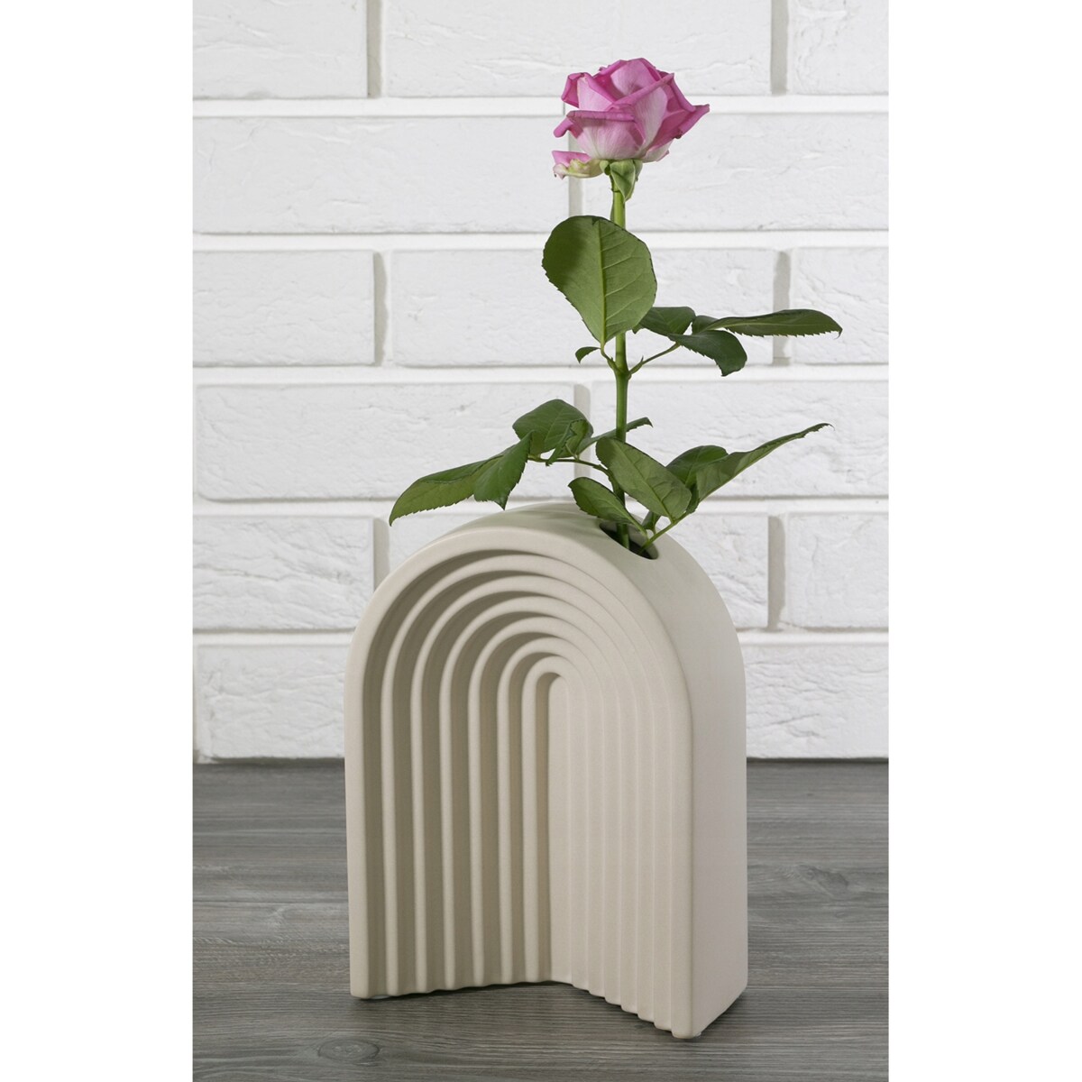 WAZON RAINBOW beżowy ceramiczny 16x8cm