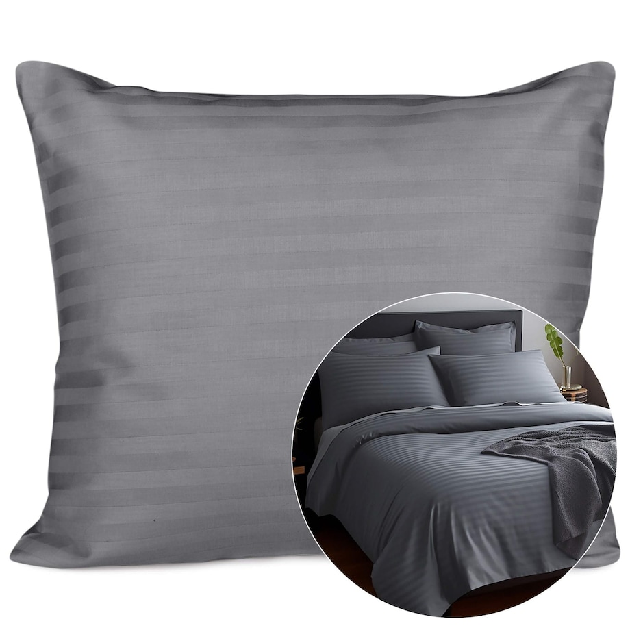 Poszewka satyna bawełniana 70x80 Cizgili kolor antracyt