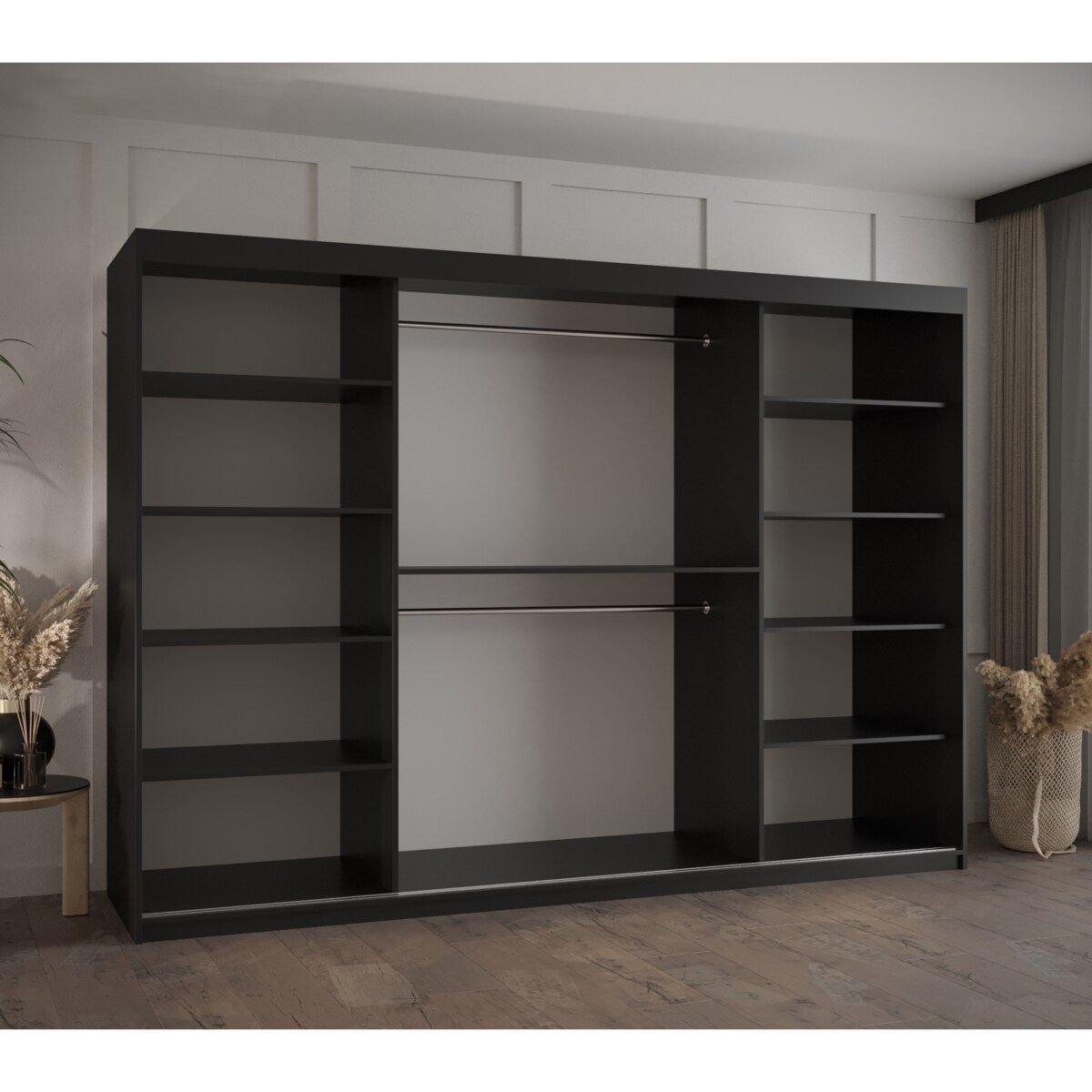 Szafa przesuwna Garderoba PLECIONKA WIEDEŃSKA 250 czarny