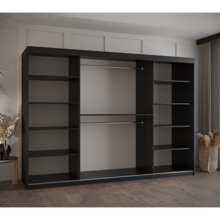 Szafa przesuwna Garderoba PLECIONKA WIEDEŃSKA 250 czarny