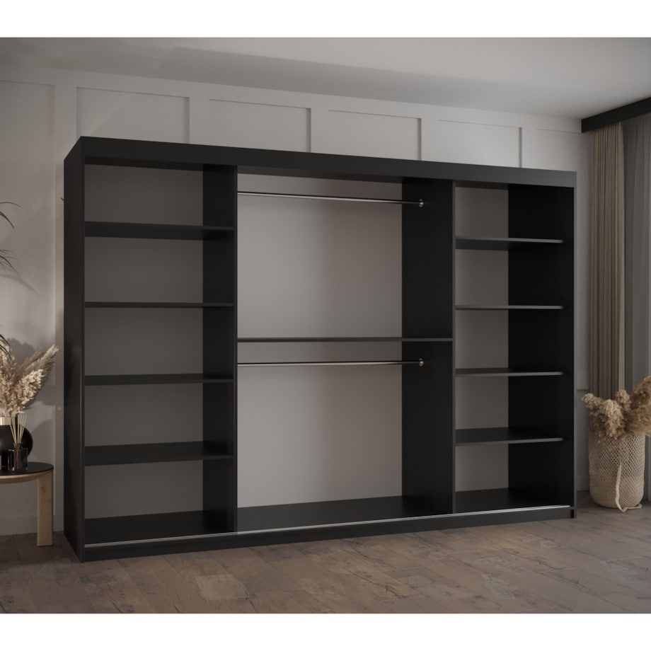 Szafa przesuwna Garderoba PLECIONKA WIEDEŃSKA 250 czarny