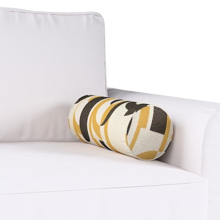 Poduszka wałek prosty, czarno-żółte wzory na kremowym tle, Ø16 x 40 cm, Cosy Home