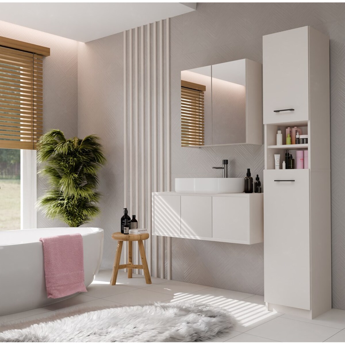 Szafka Łazienkowa Wisząca Z Lustrem Nad Umywalkę POLA 2DL 2 Drzwi KASZMIR