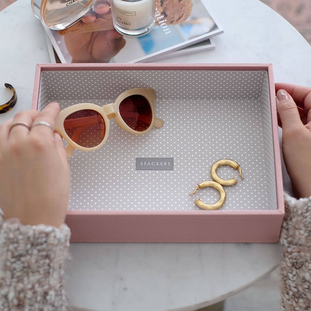 Szkatułka na biżuterię Stackers open classic różowa