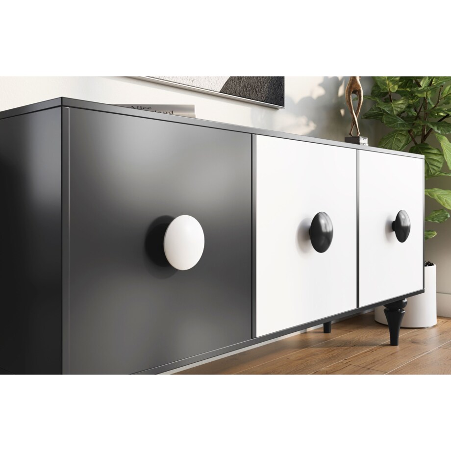 Nowoczesna czarno-biała komoda Dancan PARADIS / szer. 158 cm