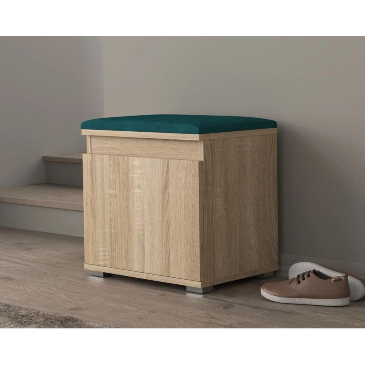 Szafka na buty z siedziskiem SINGAPUR 50 dąb sonoma/zielony