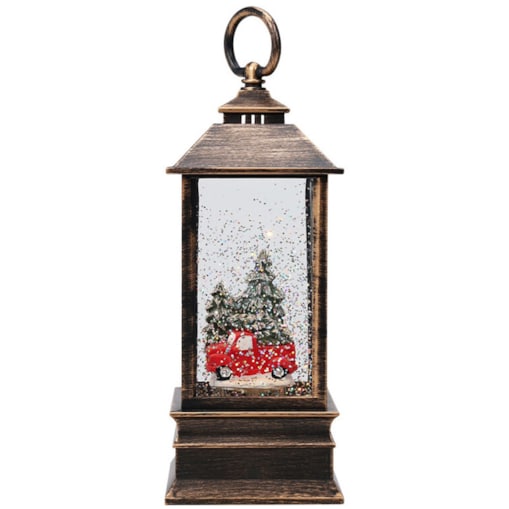 Dekoracyjny lampion świąteczny LED z wodą i brokatem, 23 cm