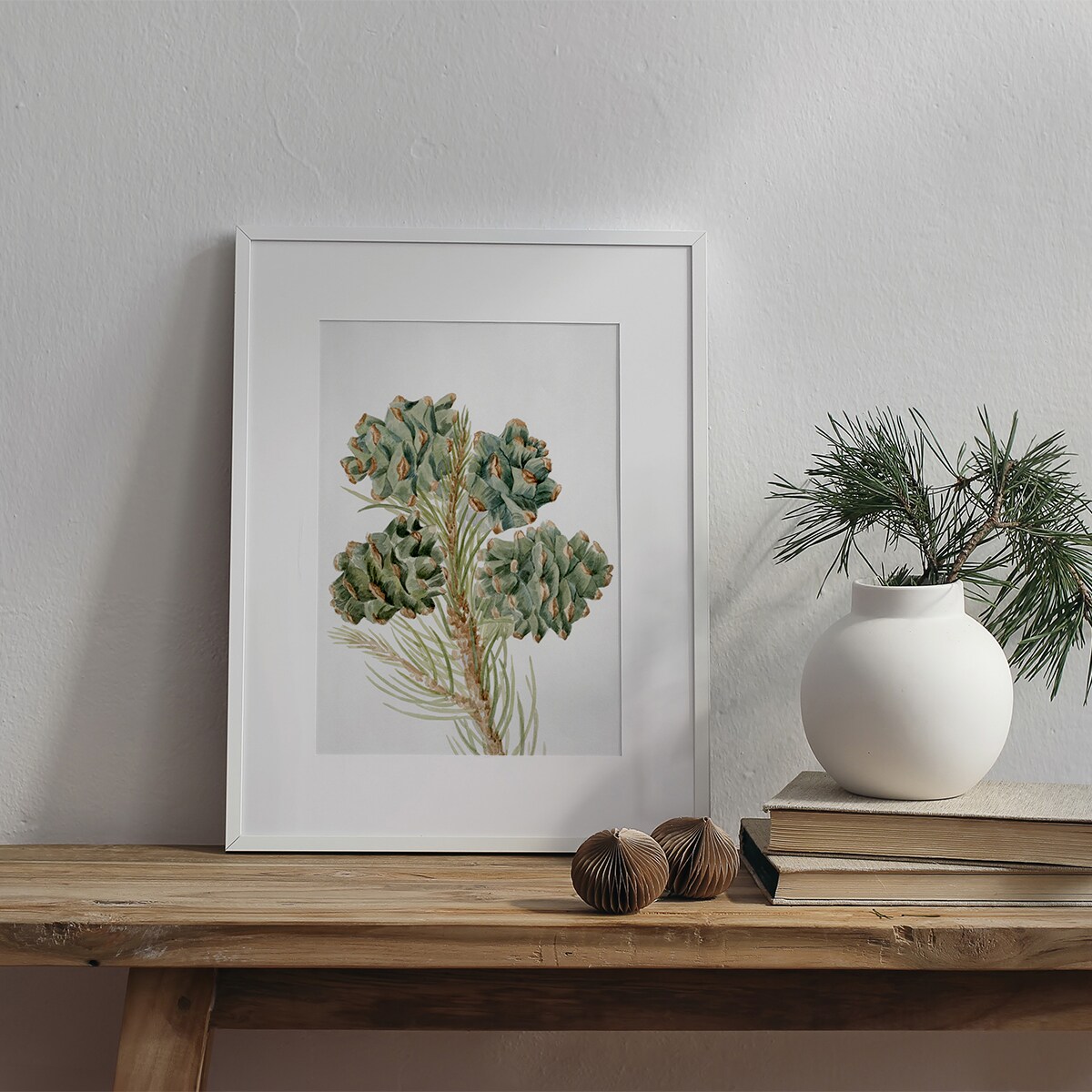 Plakat Gałązka Sosny z Szyszkami 21x30cm