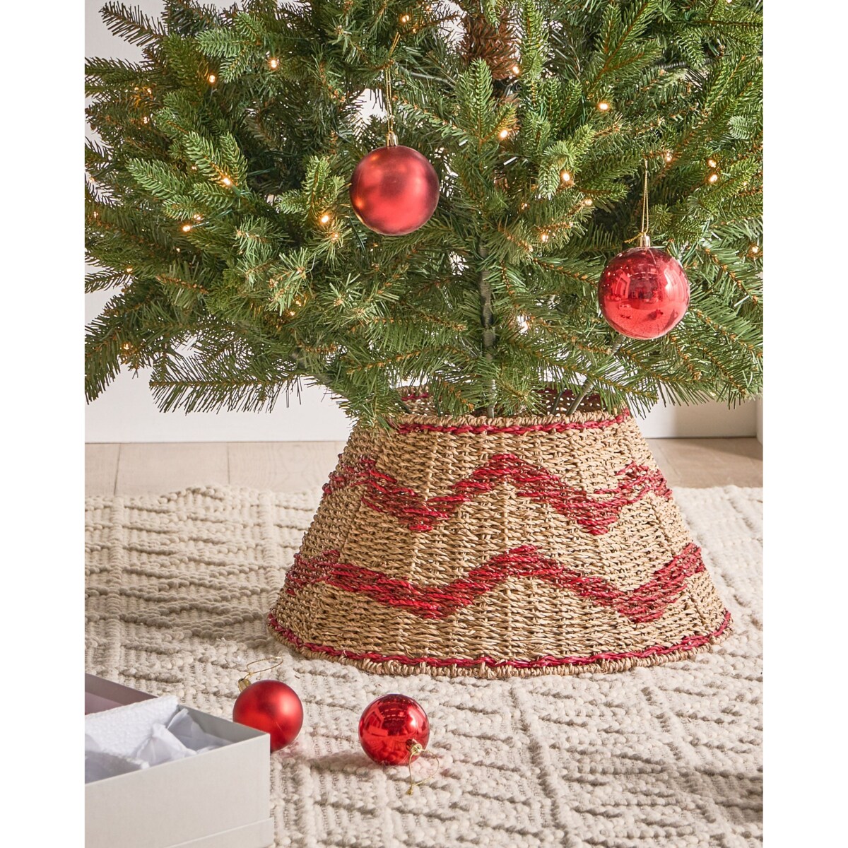 Osłonka pod choinkę HIVER Trawa morska Czerwony 43 cm