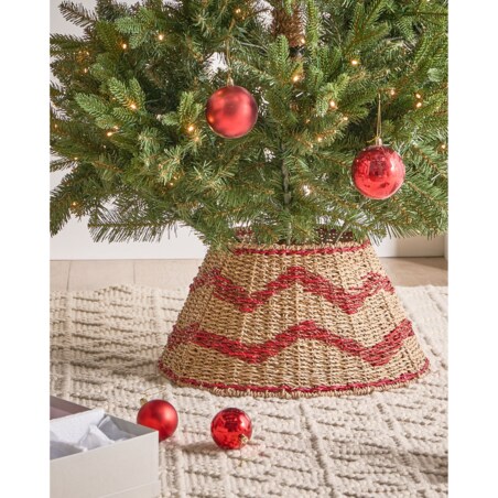 Osłonka pod choinkę HIVER Trawa morska Czerwony 43 cm