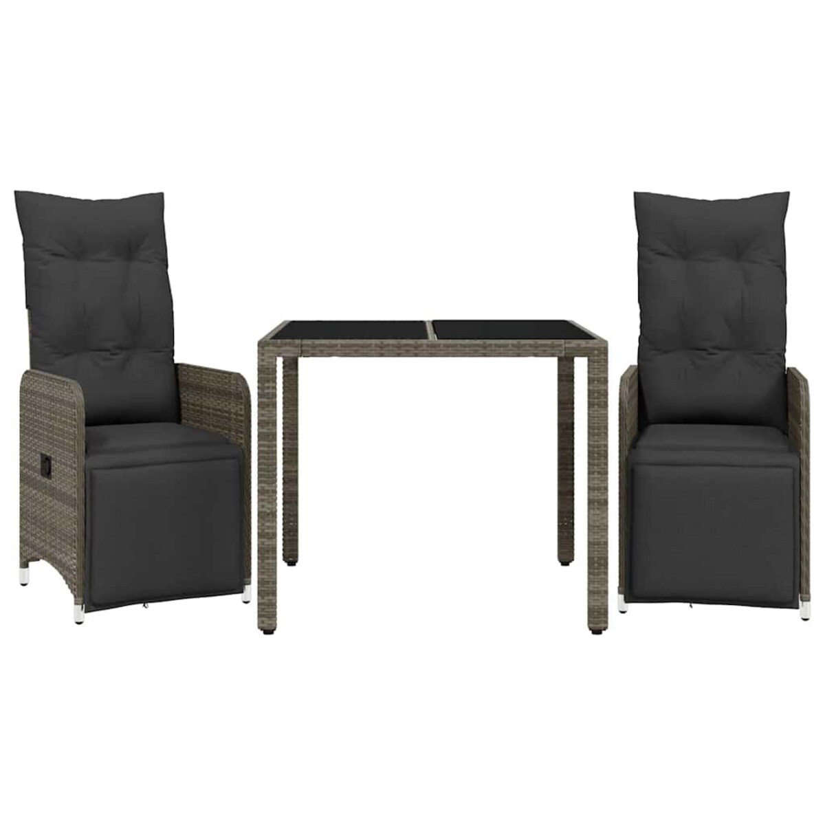 vidaXL 3-cz. zestaw mebli ogrodowych z poduszkami, szary, polirattan