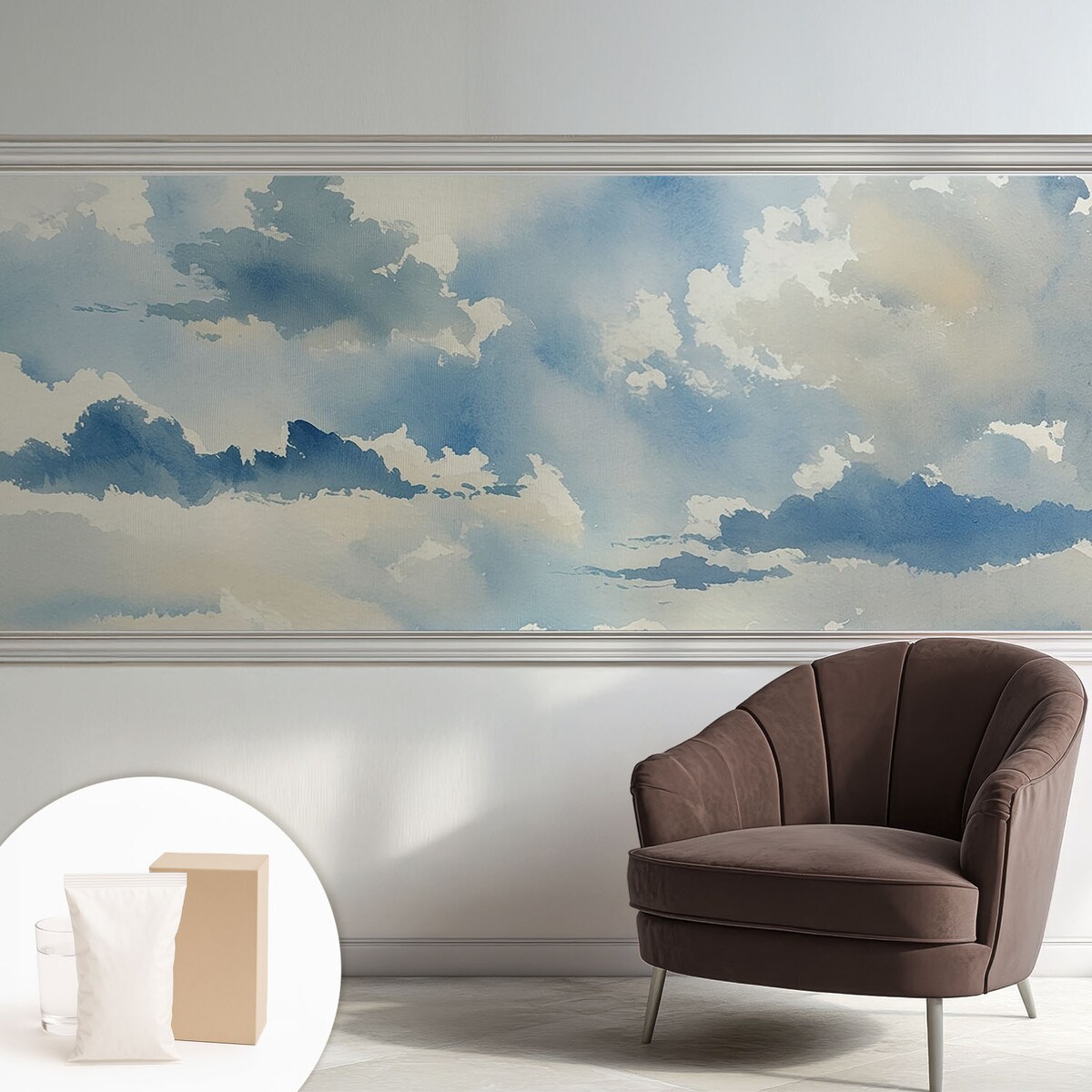 Fototapeta flizelinowa 250x104 cm - Niebiańskie obłoki, tapeta ścienna niebieska