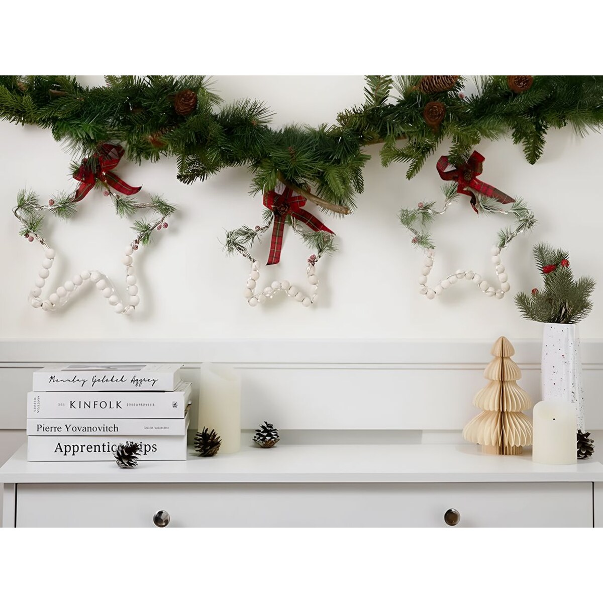 Zestaw 3 dekoracji wiszących LED KALLAVESI Gwiazda 25/30/35 cm Biały