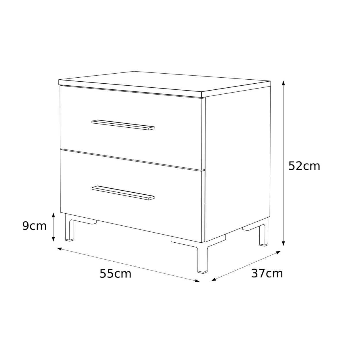 Lukmebel Szafka nocna LINA GOLD 55x37x52 cm, biały wysoki połysk