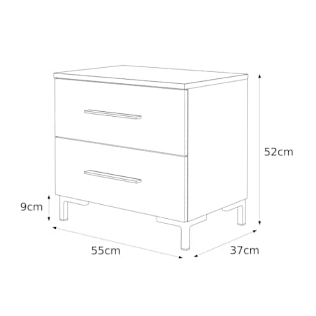 Lukmebel Szafka nocna LINA GOLD 55x37x52 cm, biały wysoki połysk