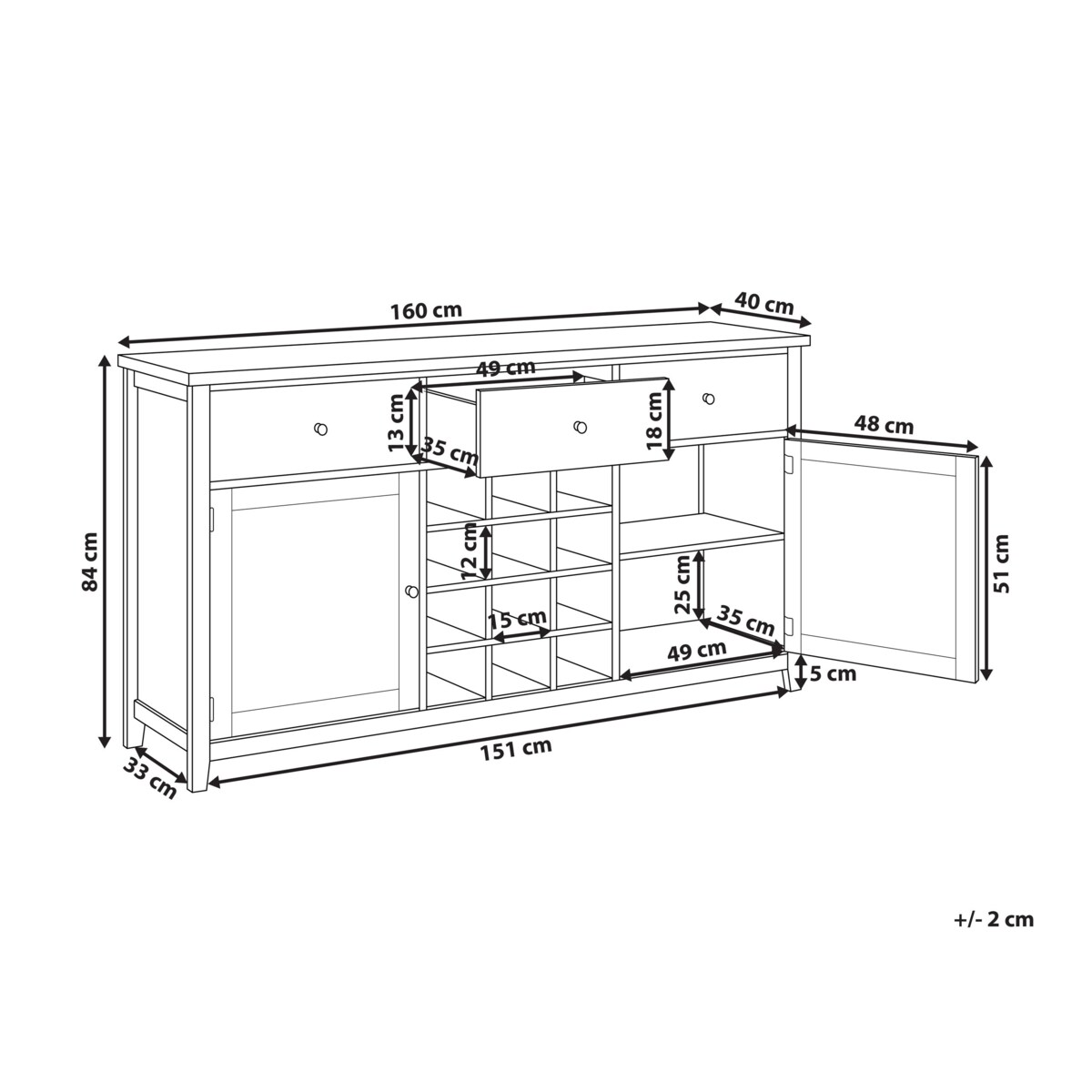 Szafka z półką na wino LUCASTON Biały