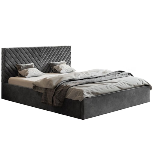 Łóżko tapicerowane 120x200 OLDO 8 jednoosobowe, z pojemnikiem-grafitowe