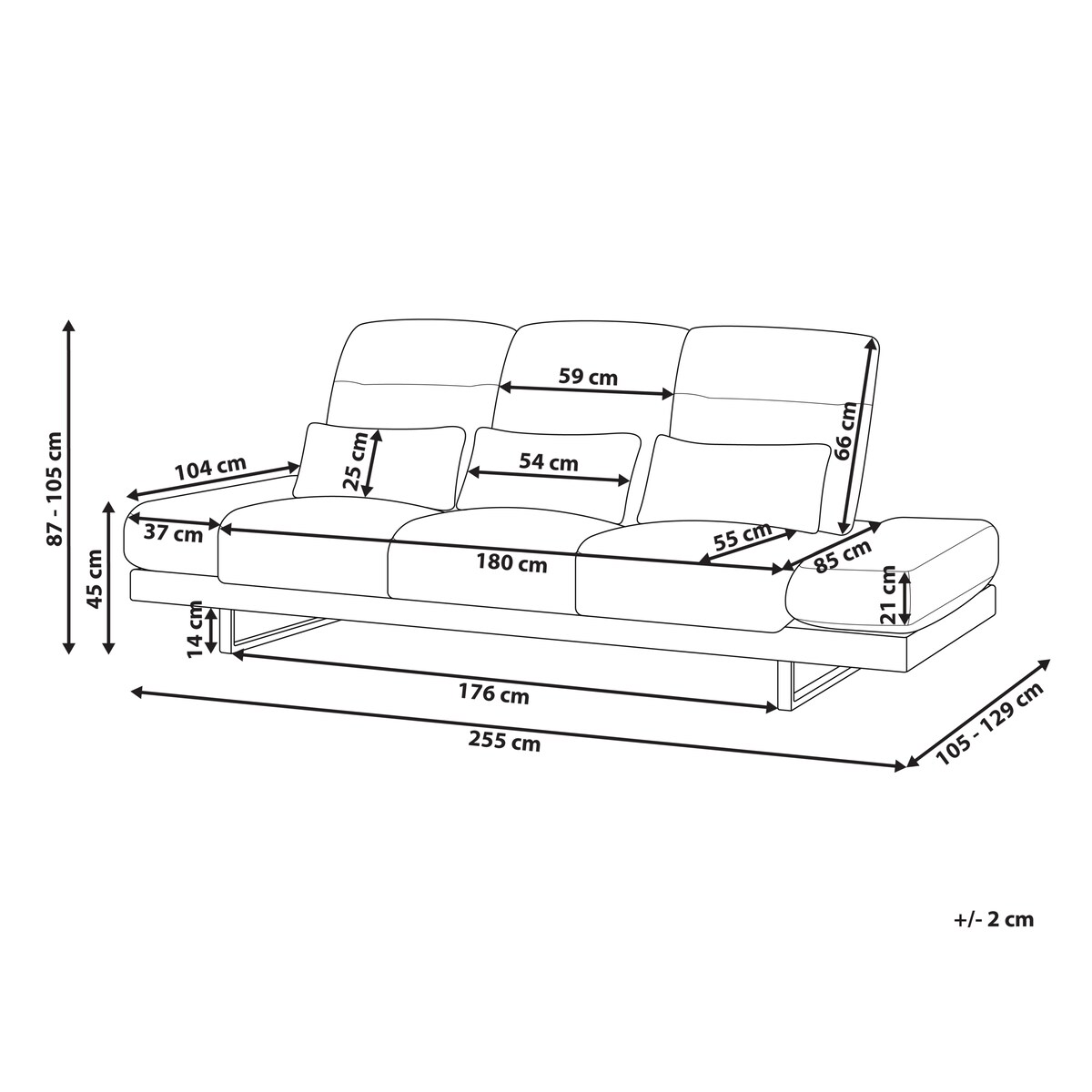 Sofa dla 3 osób IKAST Czarny