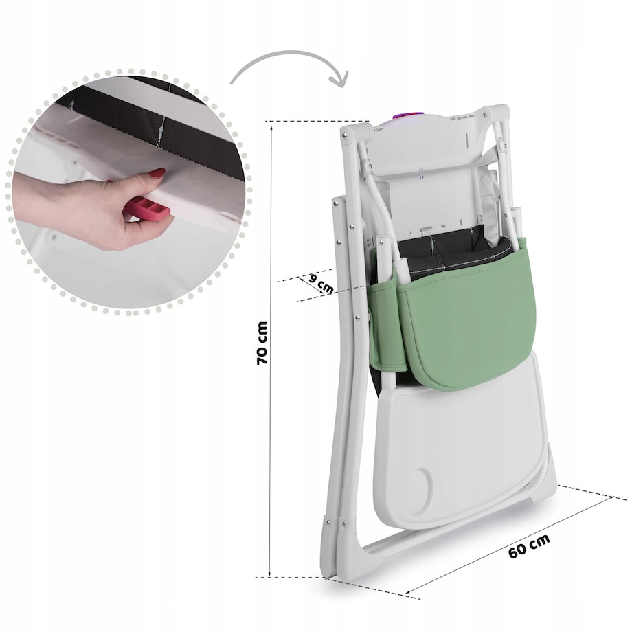 Krzesełko do karmienia Ricokids Nuco lekkie składane podnóżek 7098