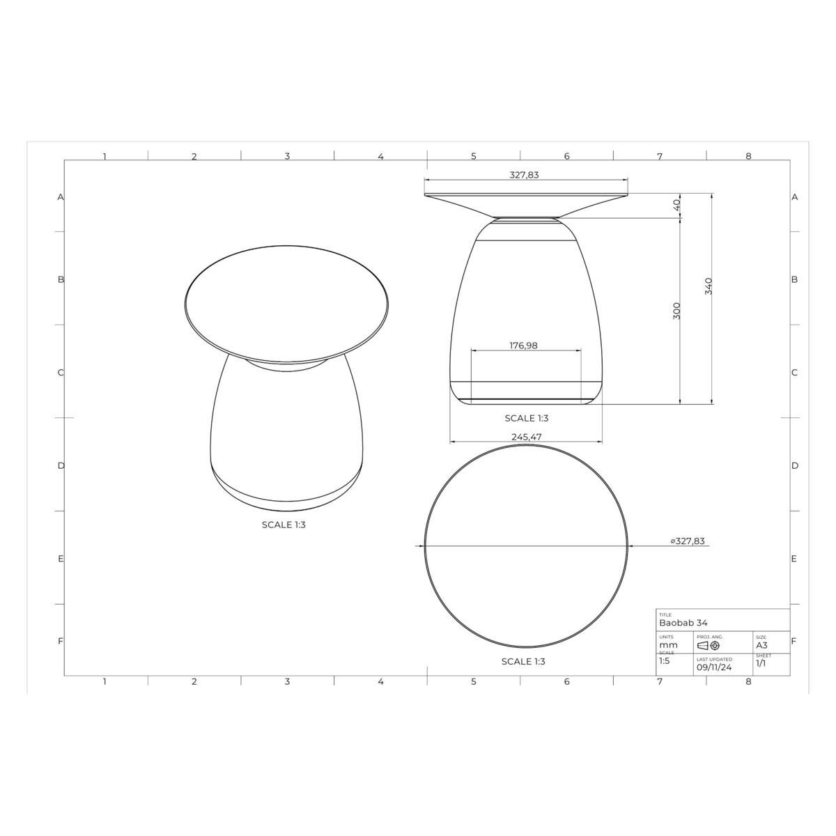 Stolik drewniany różne kolory Baobab 34, lakier naturalny