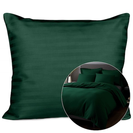 Poszewka satyna bawełniana 70x80 Cizgili kolor ciemna zieleń
