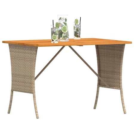 vidaXL Stół ogrodowy z blatem z drewna akacjowego beżowy 105x75x72 cm