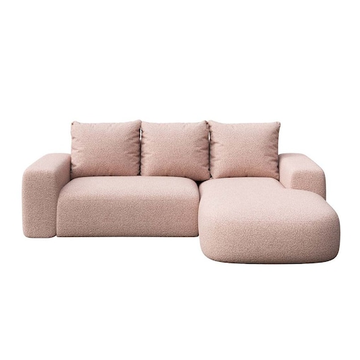 Monce Sofa narożna prawa pastelowy różowa