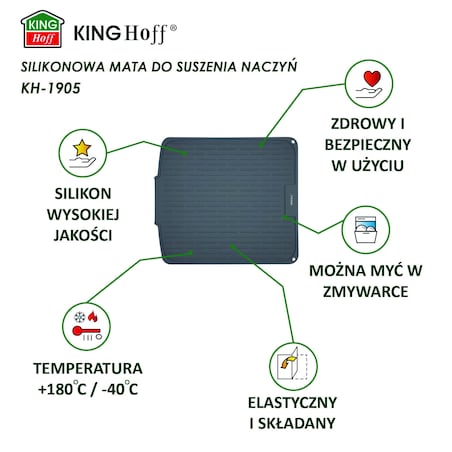Mata do suszenia naczyń silikonowa 46x40cm szara KINGHOFF