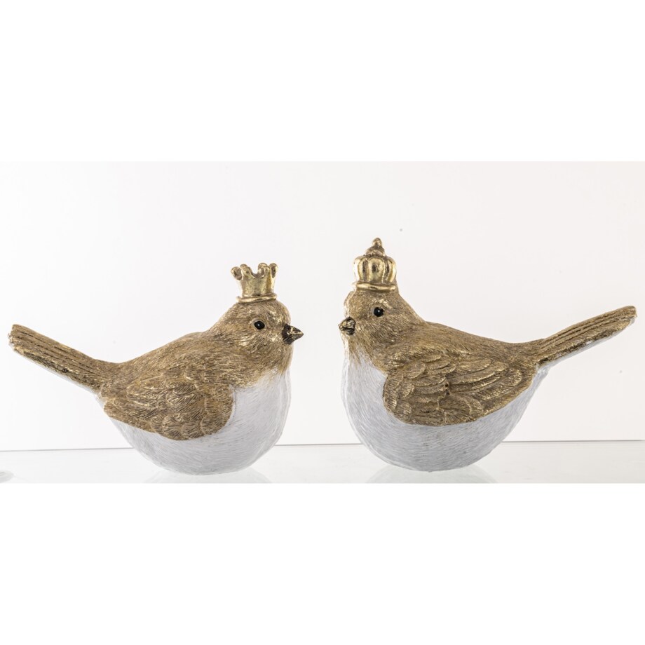 Dekoracja - 2 ptaszki w koronach 11x15x8 cm PASSERI
