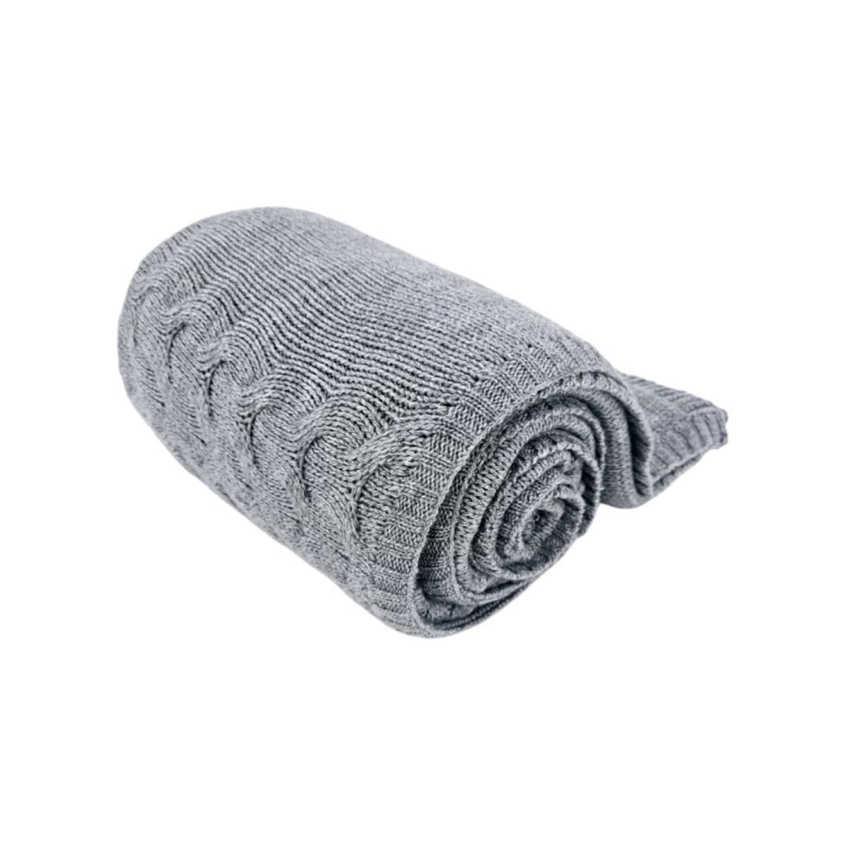 Koc dzianinowy z wełną 150x200 cm – AREZZO POPIEL