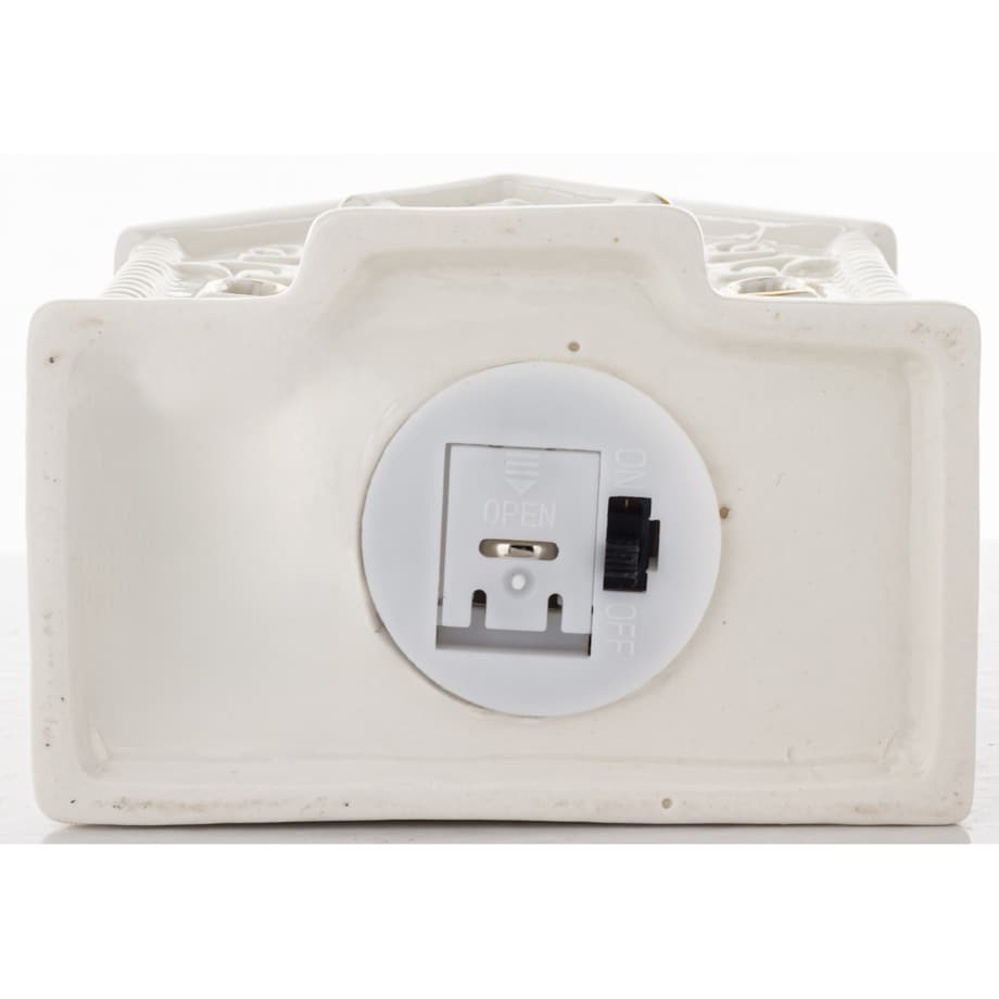 Domek ceramiczny LED 13,5x9 cm z wysokim kominem