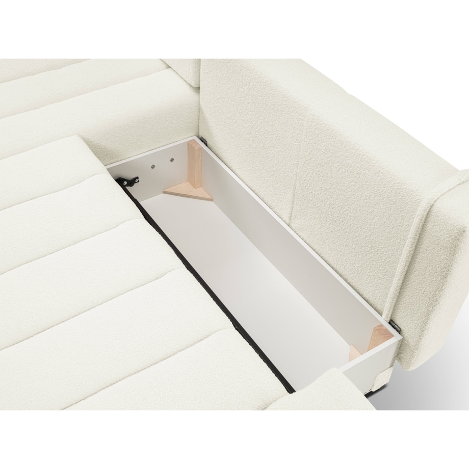 Narożnik z funkcją spania ALOO, lewostronny, tkanina boucle-śmietankowa