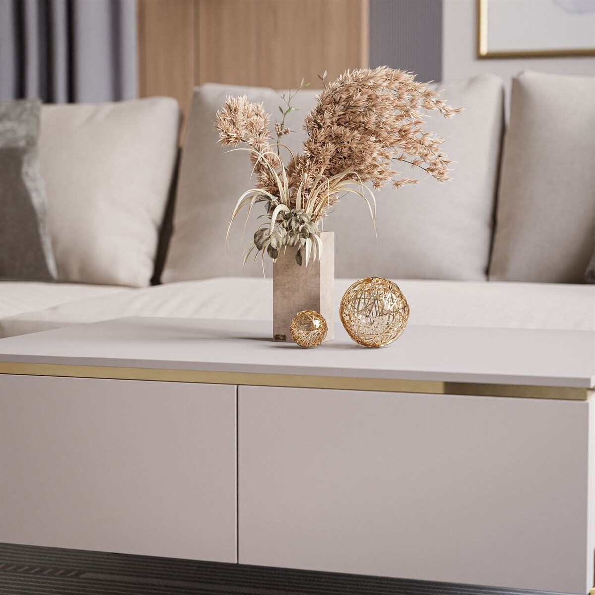 Ława AURORA KASZMIR ze schowkiem nogi proste złote