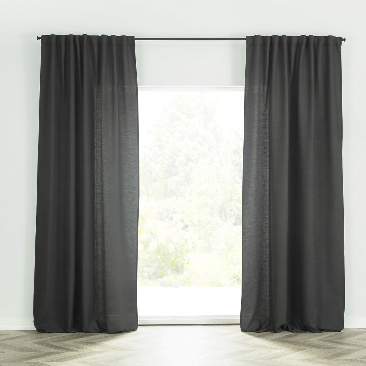 Zasłona BASIC na taśmie marszczącej 140x300 cm grafitowozielony 1 szt. 140x300 szary-czarny